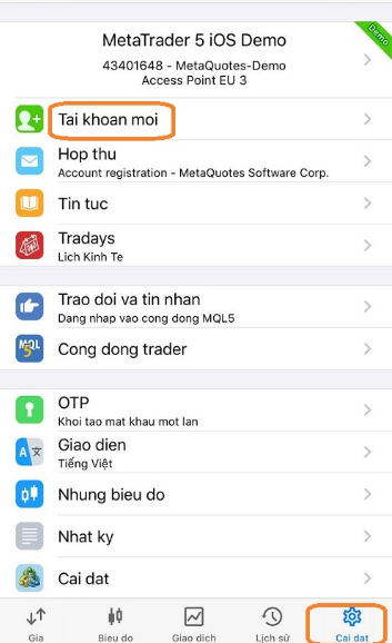 new account - Nền tảng giao dịch MT5